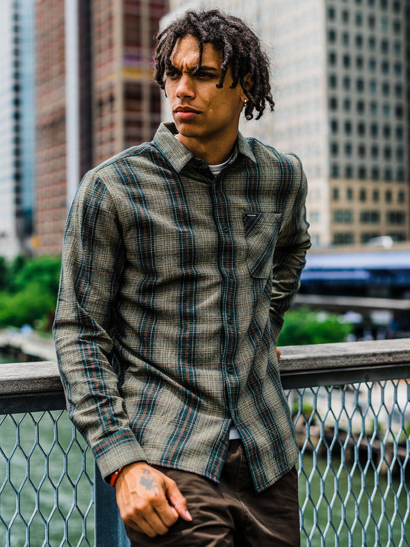 VOLCOM HEAVY TWILLS FLANNEL LS - KHA