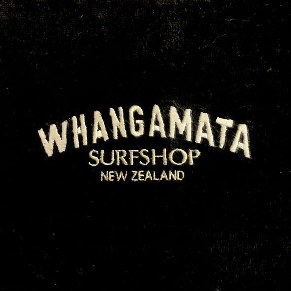WHANGAMATA SURF SHOP HOODED TOWEL - BLACK