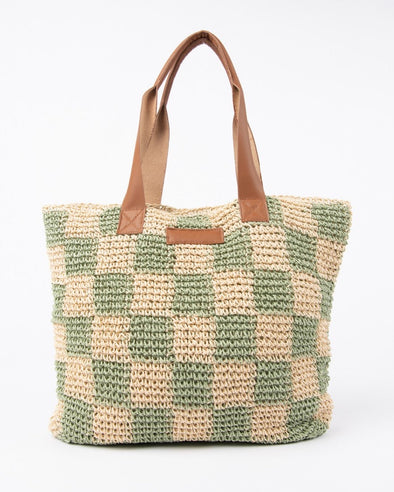 RUSTY CHECKMATE STRAW BEACH BAG - NMT