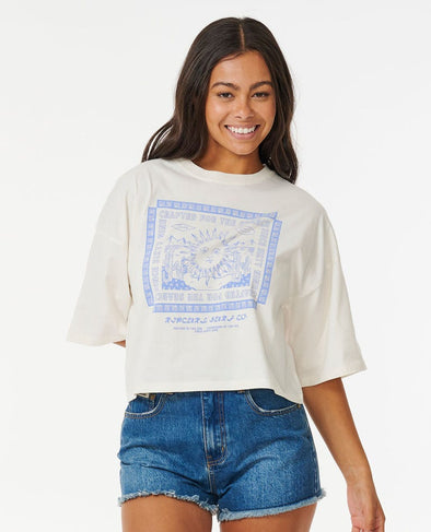 RIP CURL CRAFTED HERITAGE CROP TEE - EGRET