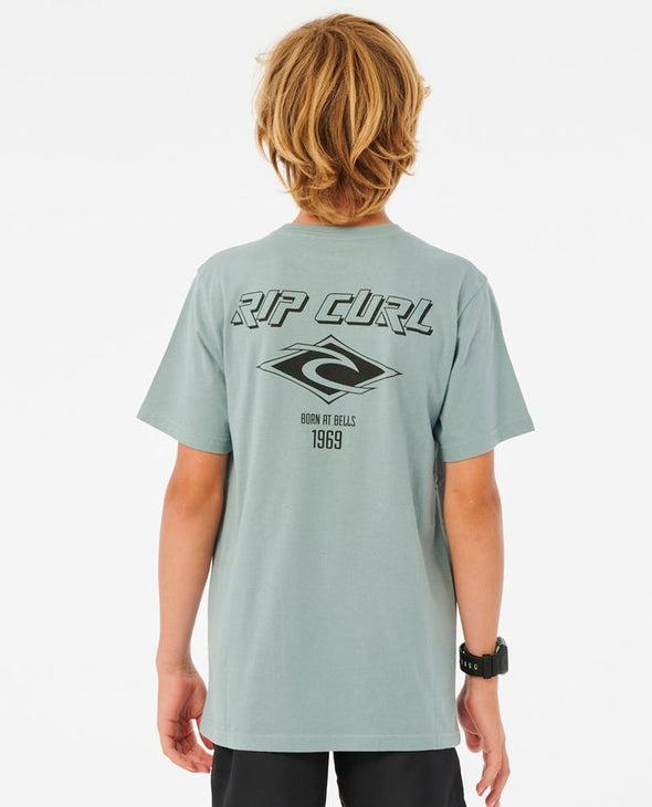 RIP CURL FADE OUT ICON TEE- BOY - MINERAL BLUE