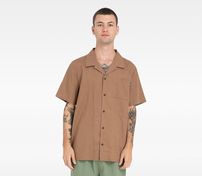HURLEY CAMP TEXTURE S/S SHIRT - TOBACCO BROWN