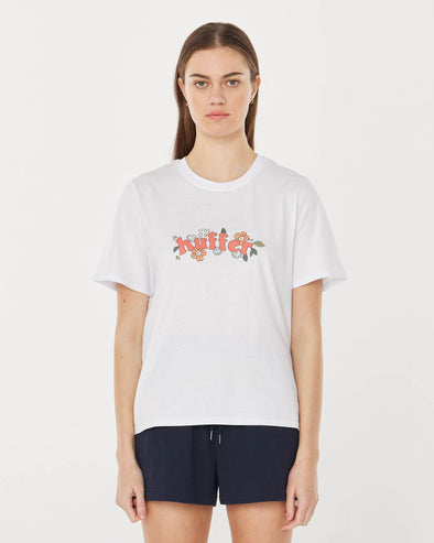 HUFFER WMNS CLASSIC TEE/BLOOMING - WHITE